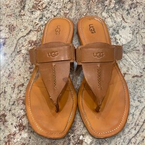 UGG Women's Flip Flop Brown Leather Sander Size:12